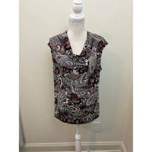 Kasper Sleeveless Cowl Neck Top Size Large